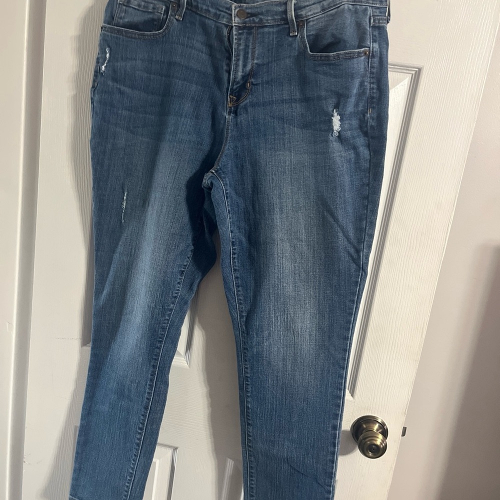 Old Navy Curvy Mid Rise Straight Women's size 14 Dark Wash Blue Denim 36/29 Jean